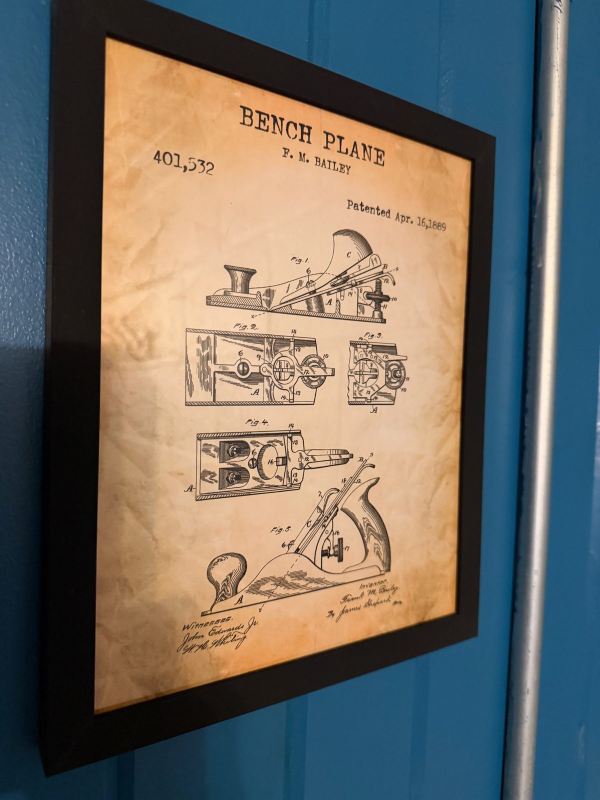 The Architect’s Suite — vintage Carpenter’s Square, Hand Drill, and Coping Saw patent prints as gallery wall art