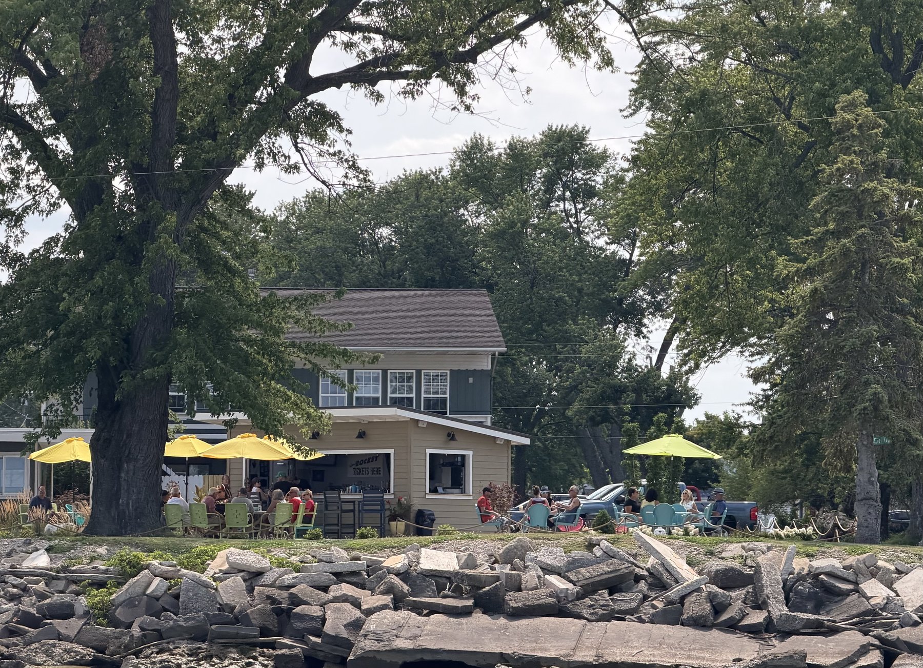 Tique's Bar and The Cedar seen from out on Sandusky Bay