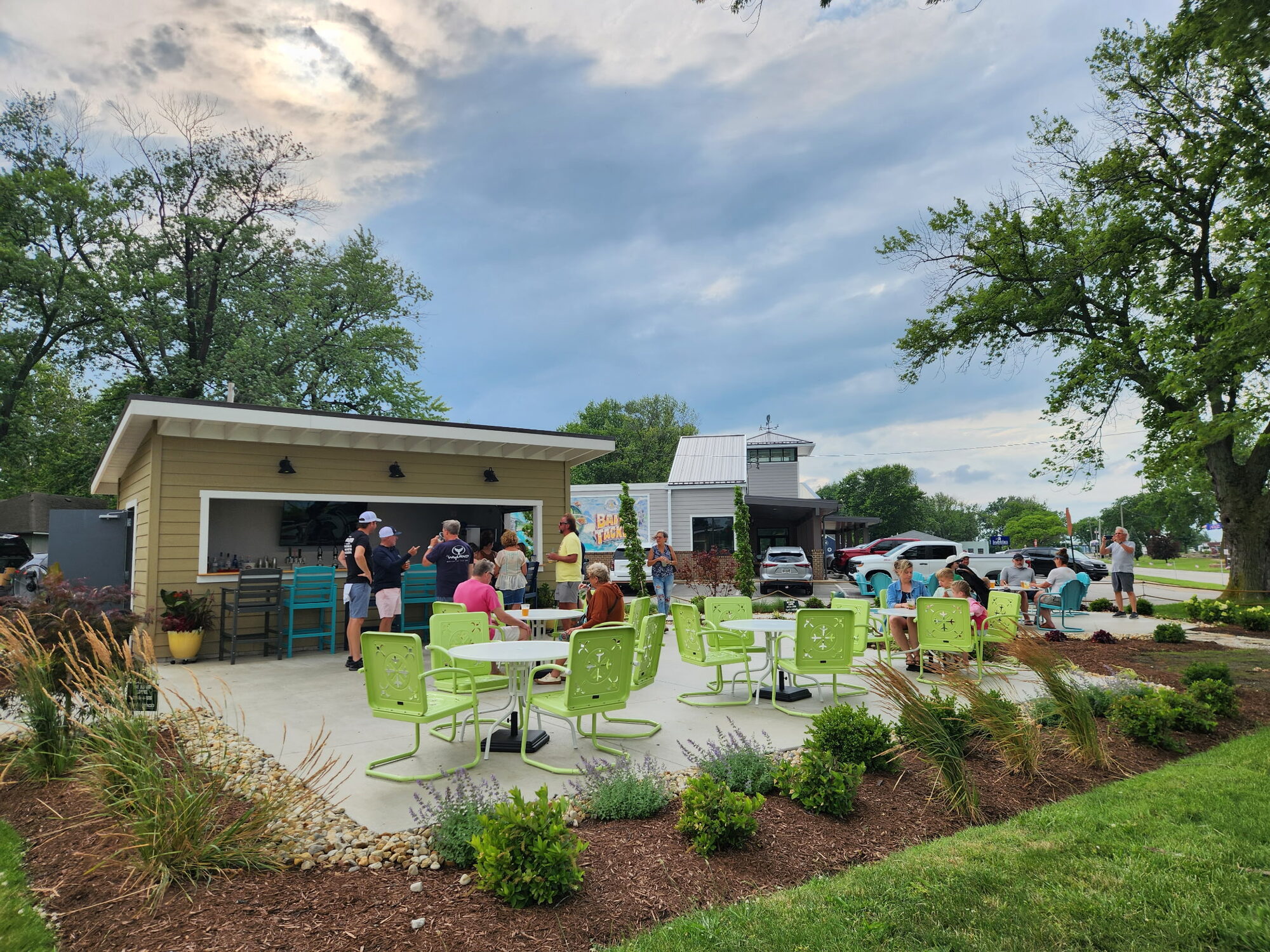 A busy afternoon on the patio at Tique's Bar